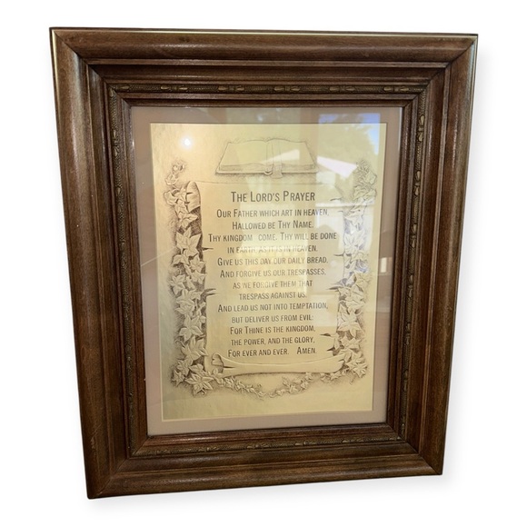 Vintage Brown Framed Lord's Prayer Wall Art - Picture 10 of 11